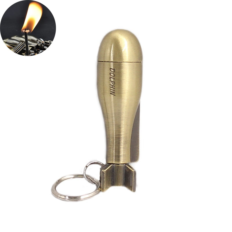 Mini Lighter Outdoor Survival Tool Flint Fire Starter Match Striker Keychain Portable Million of Times Kerosene Lighter