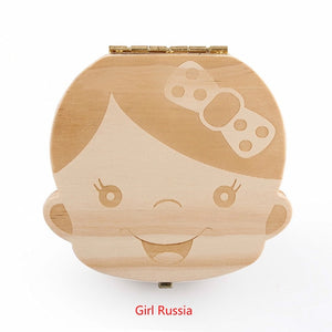 English Russia Turkish Greek Italian Baby Kids Wooden Tooth Box Storage Box Organizer Storage Box For Baby Milk Teeth Collect