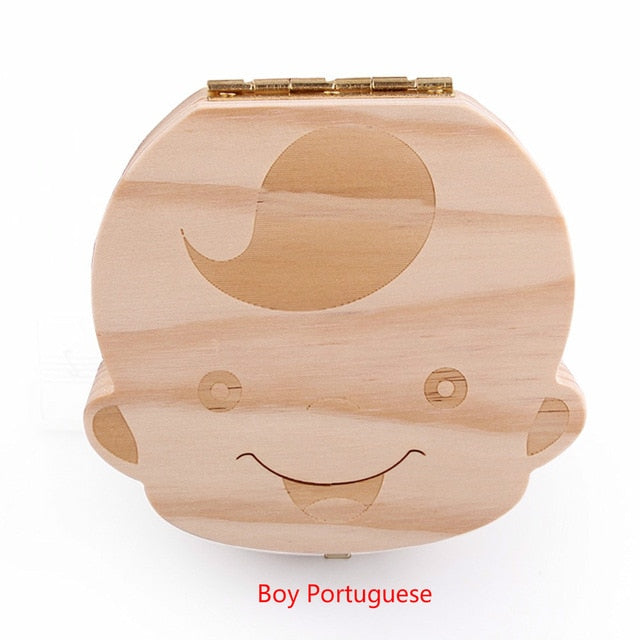 English Russia Turkish Greek Italian Baby Kids Wooden Tooth Box Storage Box Organizer Storage Box For Baby Milk Teeth Collect