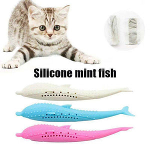 Cat Toothbrush Fish Shaped Toy  Silicone Teeth Cleaning Molar Stick  Cat Fish Shape Toothbrush Pet  Washing Tooth Brush Clean