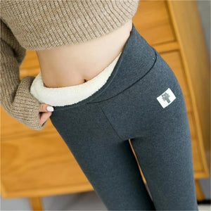 Leggings frauen Schwarz warme hosen winter dünne dicken samt wolle fleece grau Hosen Lammfell Kaschmir Hosen Für Frauen leggings