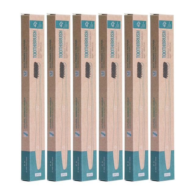 New Charcoal Bamboo Toothbrush 12pcs  Toothbrushes Natural  Eco-Friendly Biodegradable Oral Care Healthy Wood Toothbrush