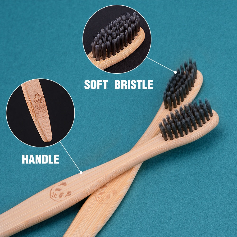 New Charcoal Bamboo Toothbrush 12pcs  Toothbrushes Natural  Eco-Friendly Biodegradable Oral Care Healthy Wood Toothbrush