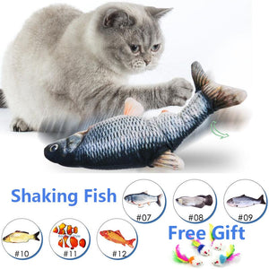 cat electric fish toy pet 3D Simulation fish Soft Plush shaking fish toy Stuffed interactive dancing fish Playing Soft Cat Toy